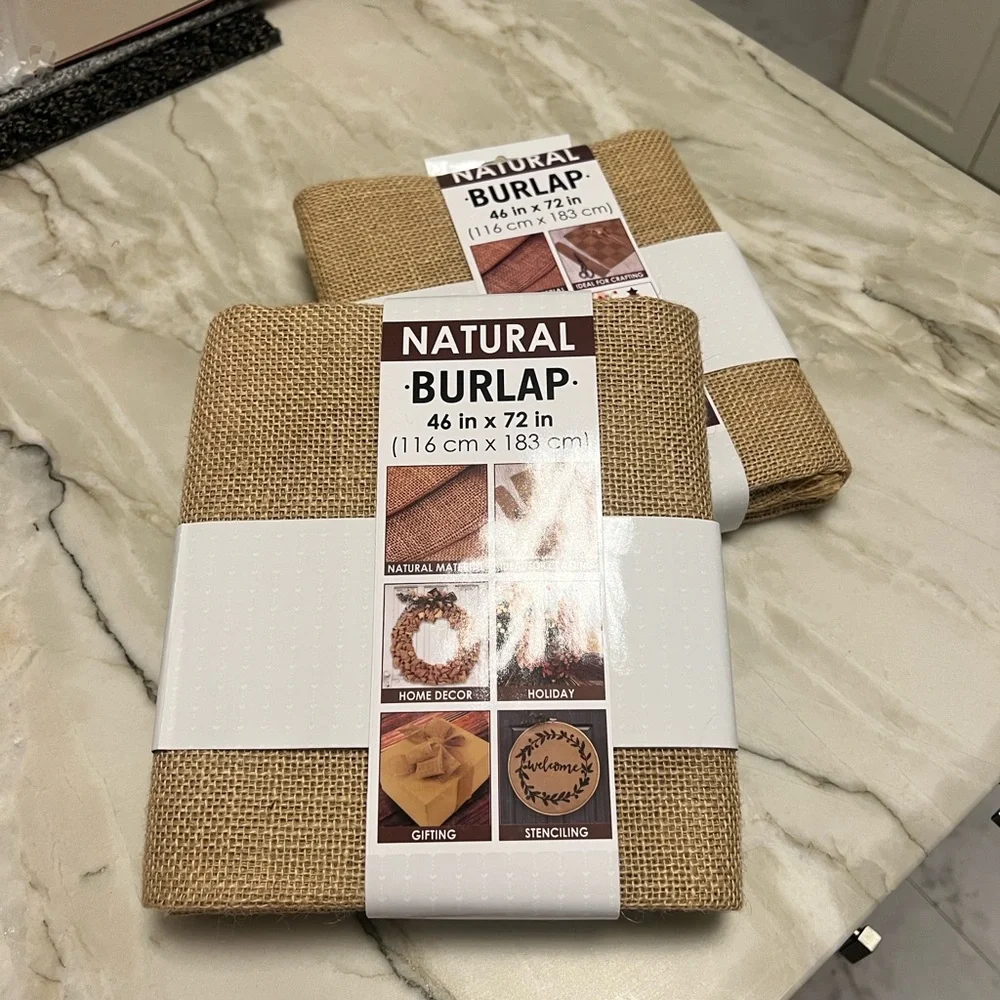 4 Yds Natural Burlap Fabric in 2 Packs of 2 Yds ea. NEW 46” wide. 100% Jute